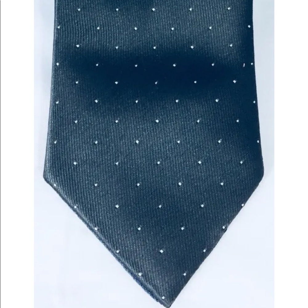 New Le Chateau Montreal Men Reversible Neck Tie Gray Blue Stripe Dots Thin